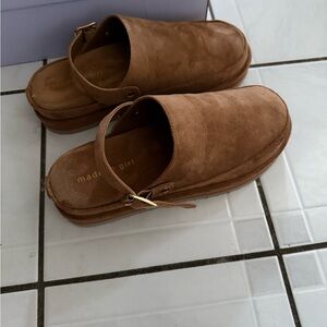 Madden Girl Tan Suede Mules